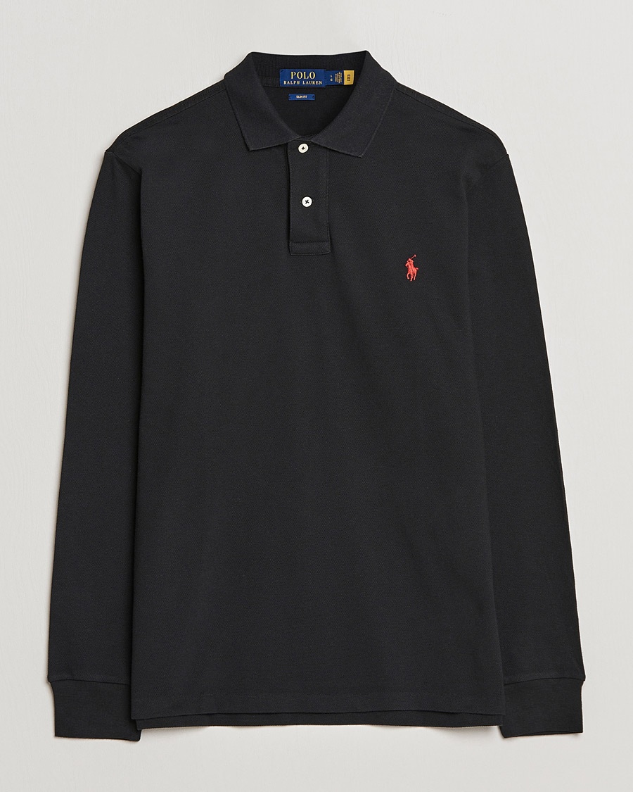 Polo Ralph Lauren Slim Fit Long Sleeve Polo Polo Black – Musta