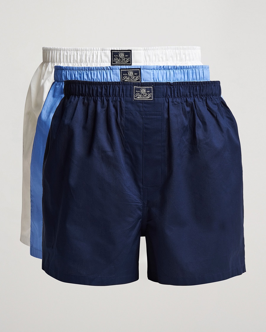 Polo Ralph Lauren 3-Pack Woven Boxer White/Blue/Navy – Sininen
