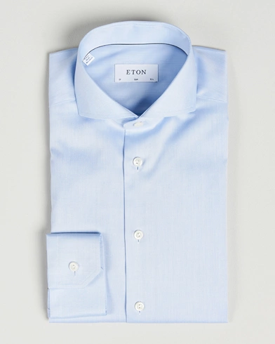 Mies | Bisnespaidat | Eton | Slim Fit Twill Cut Away Shirt Light Blue
