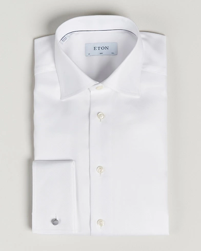Mies | Festive | Eton | Slim Fit Twill Double Cuff Shirt White
