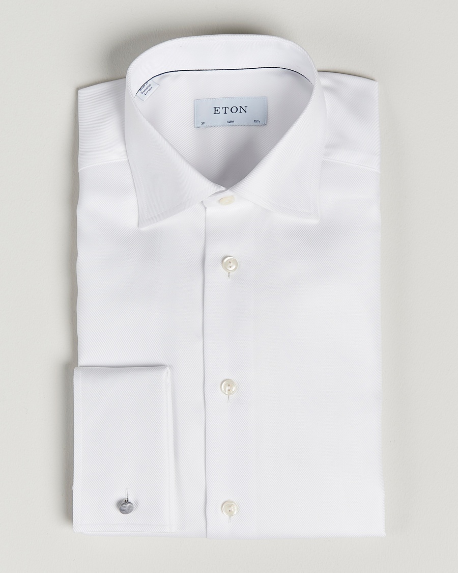 Eton Slim Fit Twill Double Cuff Shirt White – Valkoinen