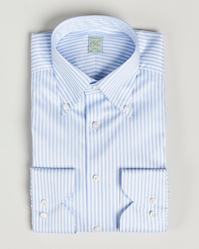 Mies |  | Stenströms | 1899 Slimline Button Down Stripe Shirt White/Blue