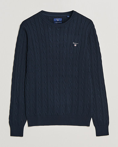 Neuleet |  Cotton Cable Crew Neck Pullover Evening Blue
