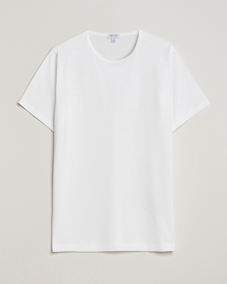 Sunspel Superfine Cotton Crew Neck T-Shirt White – Valkoinen