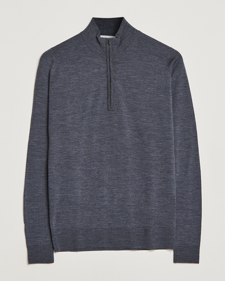 John Smedley Barrow Extra Fine Merino Half Zip Charcoal – Harmaa