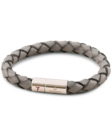 Rannekoru |  Leather Bracelet Plaited 7 by Lino Ieluzzi Grey