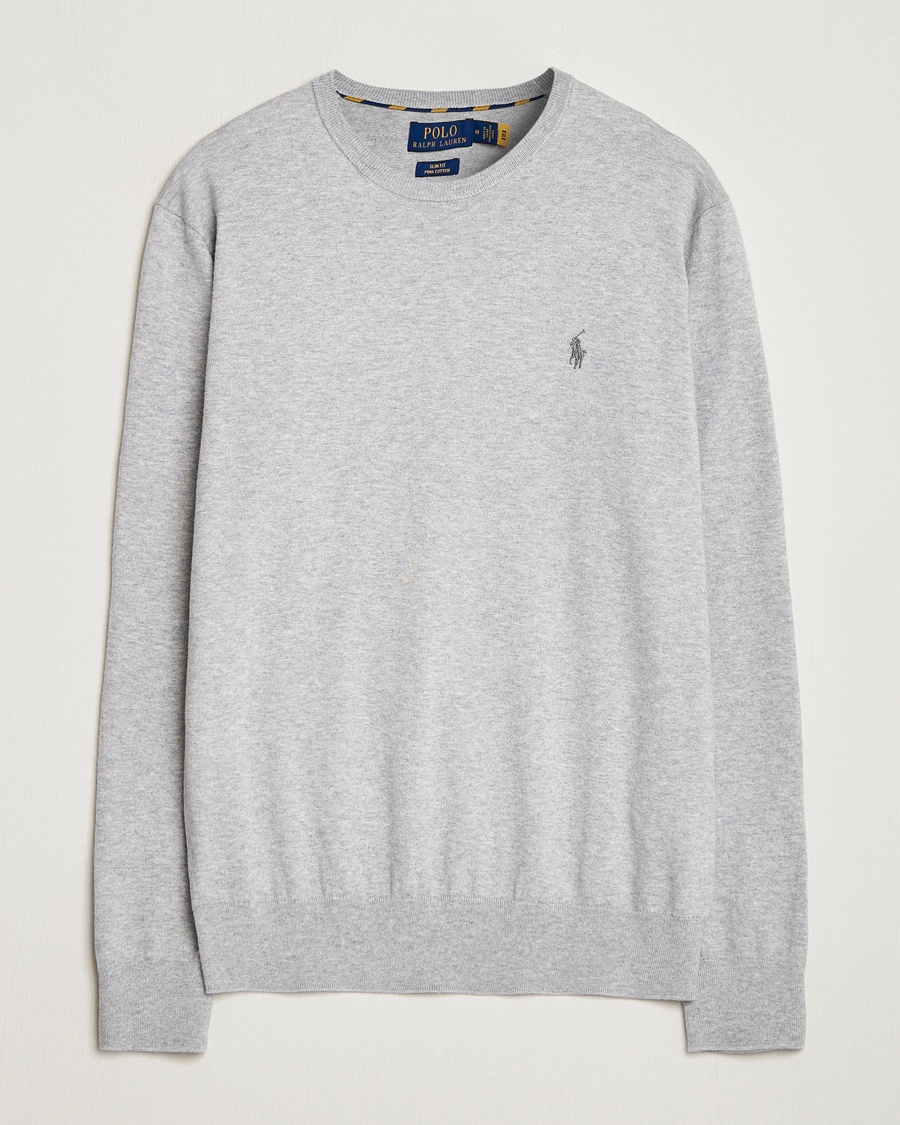Polo Ralph Lauren Pima Cotton Crew Neck Pullover Andover Heather – Harmaa