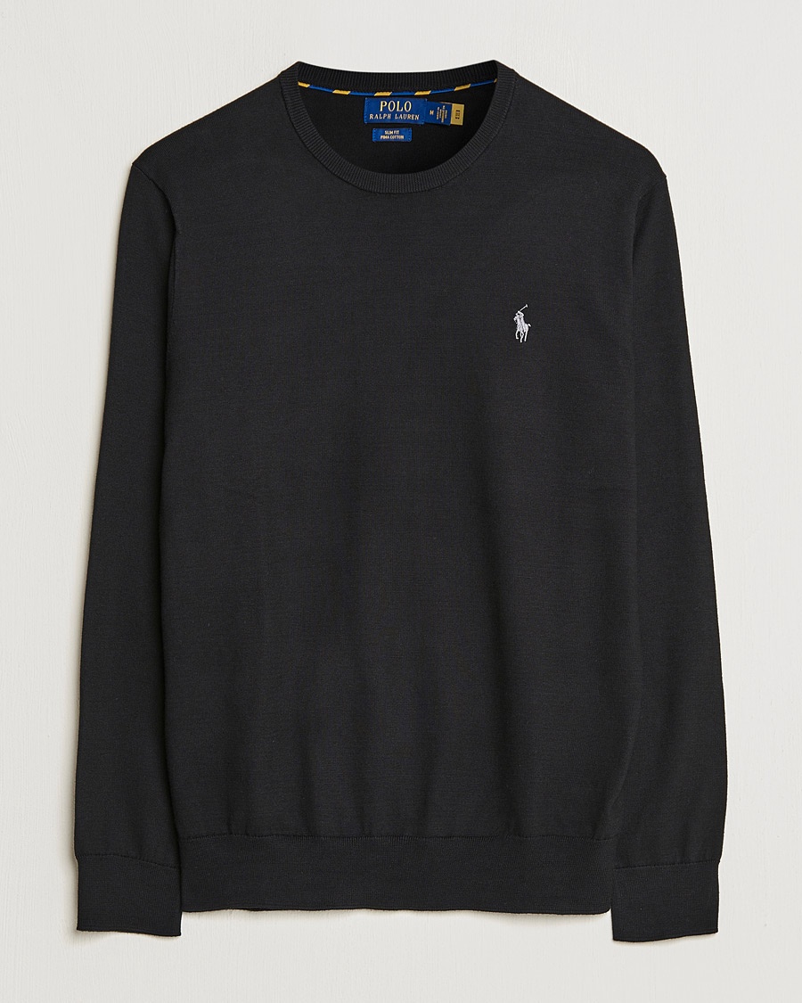 Polo Ralph Lauren Pima Cotton Crew Neck Pullover Polo Black – Musta