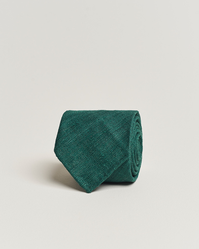 Mies |  | Drake's | Tussah Silk Handrolled 8 cm Tie Green