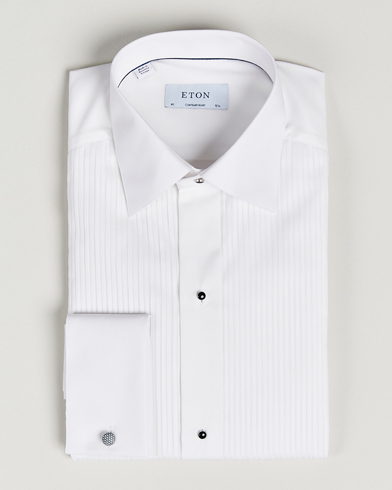 Miehet | Smokkipaita | Eton | Custom Fit Tuxedo Shirt Black Ribbon White