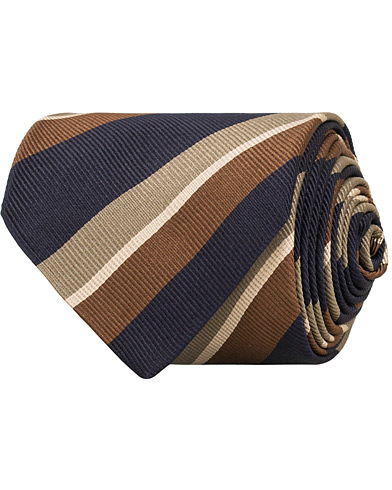 Mies |  | Drake's | Silk Stripe 8 cm Tie Navy/Brown