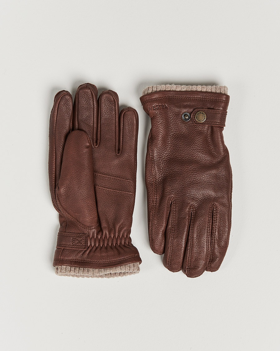 Hestra Utsjö Fleece Lined Buckle Elkskin Glove Chestnut – Ruskea