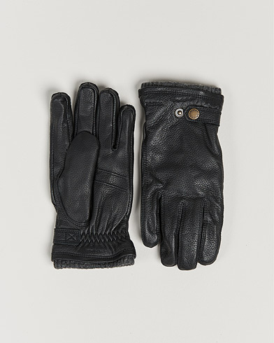 Mies |  | Hestra | Utsjö Fleece Liner Buckle Elkskin Glove Black