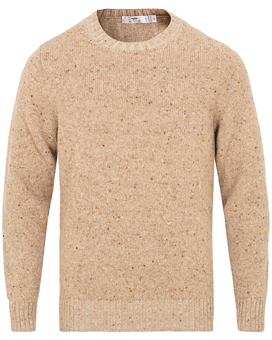  Merino/Cashmere Crew Neck Donegal Sweater Beige
