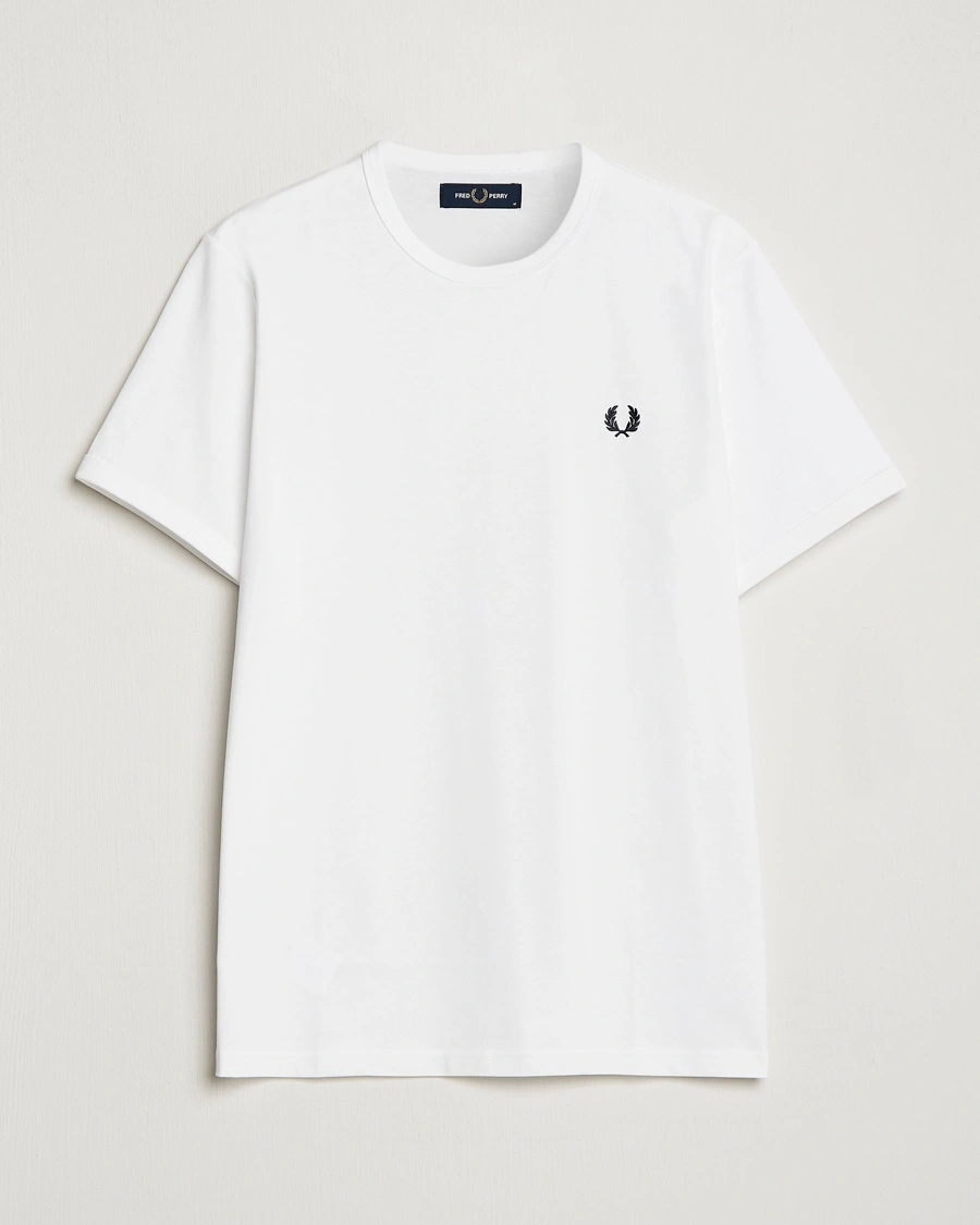 Fred Perry Ringer Crew Neck Tee White – Valkoinen