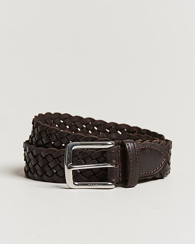 Mies | Preppy Authentic | Polo Ralph Lauren | Leather Braided Belt Dark Brown