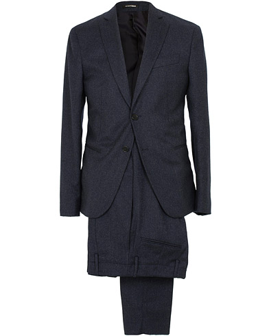  F-Line Fitted Flannel Suit Dark Blue