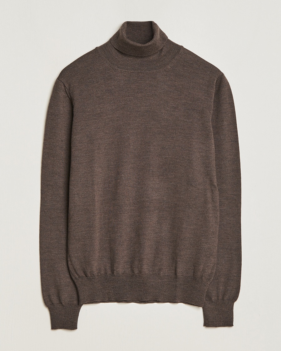 Gran Sasso Merino Fashion Fit Rollneck Brown – Ruskea