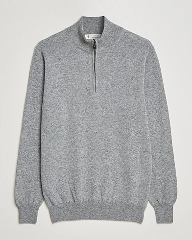 Mies | Piacenza Cashmere | Piacenza Cashmere | Cashmere Half Zip Sweater Light Grey