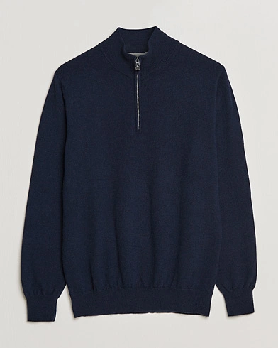 Mies | Half-zip | Piacenza Cashmere | Cashmere Half Zip Sweater Navy