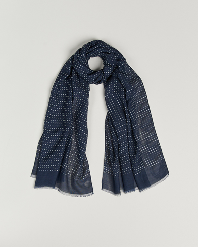 Huivi |  Silk Wool Polka Dot Scarf Blue