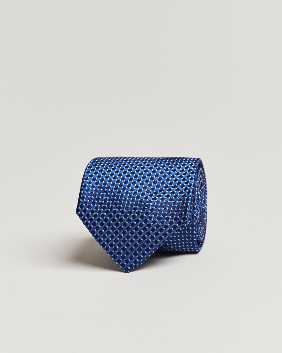 Eton Silk Geometric Weave Tie Navy – Sininen