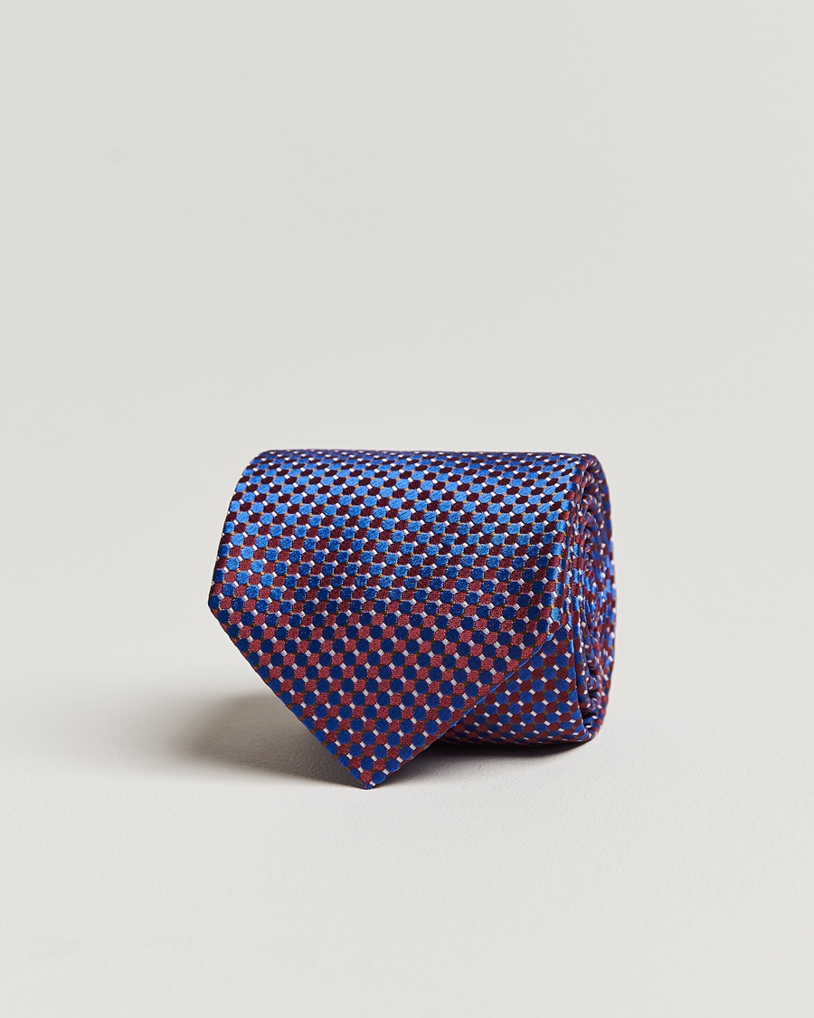 Eton Silk Geometric Weave Tie Blue/Red – Punainen