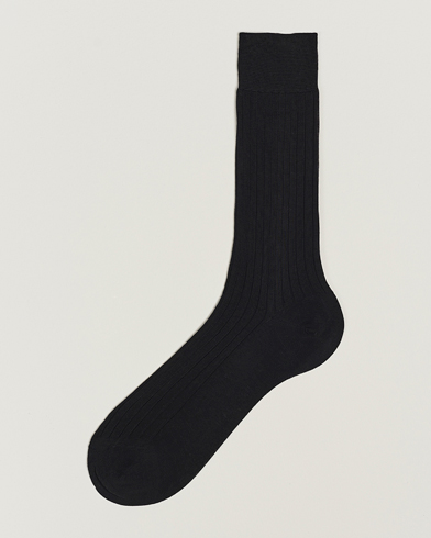 Mies | Varrelliset sukat | Bresciani | Cotton Ribbed Short Socks Black