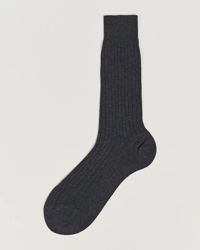 Mies | Varrelliset sukat | Bresciani | Cotton Ribbed Short Socks Grey Melange