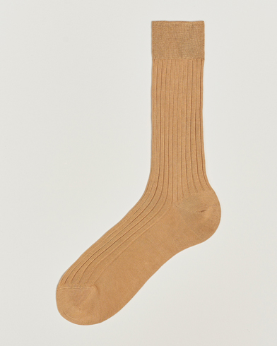 Mies | Varrelliset sukat | Bresciani | Cotton Ribbed Short Socks Light Khaki