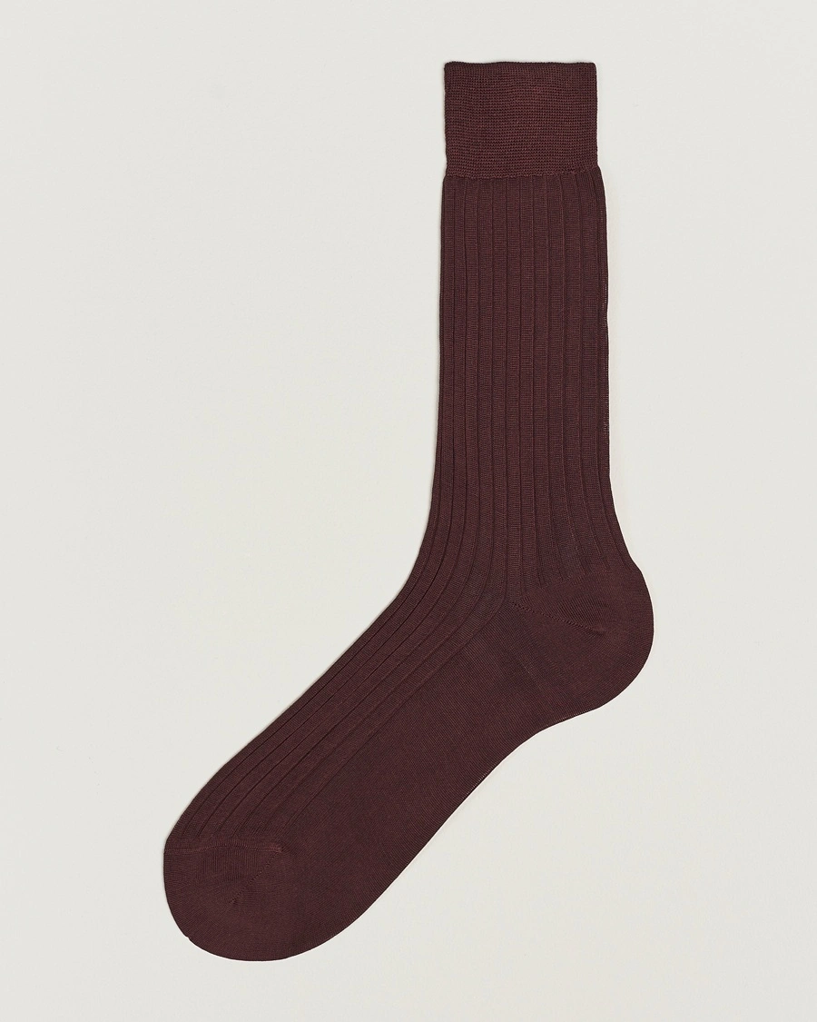 Bresciani Cotton Ribbed Short Socks Burgundy – Punainen