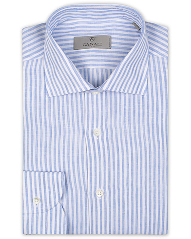  Striped Linen Shirt Light Blue