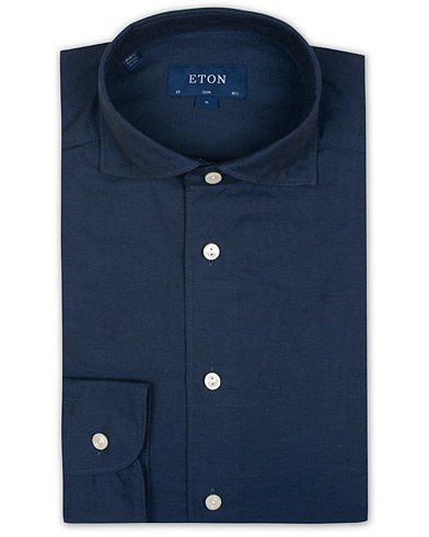 Viralliset |  Slim Fit Twill Cotton Silk Shirt Blue