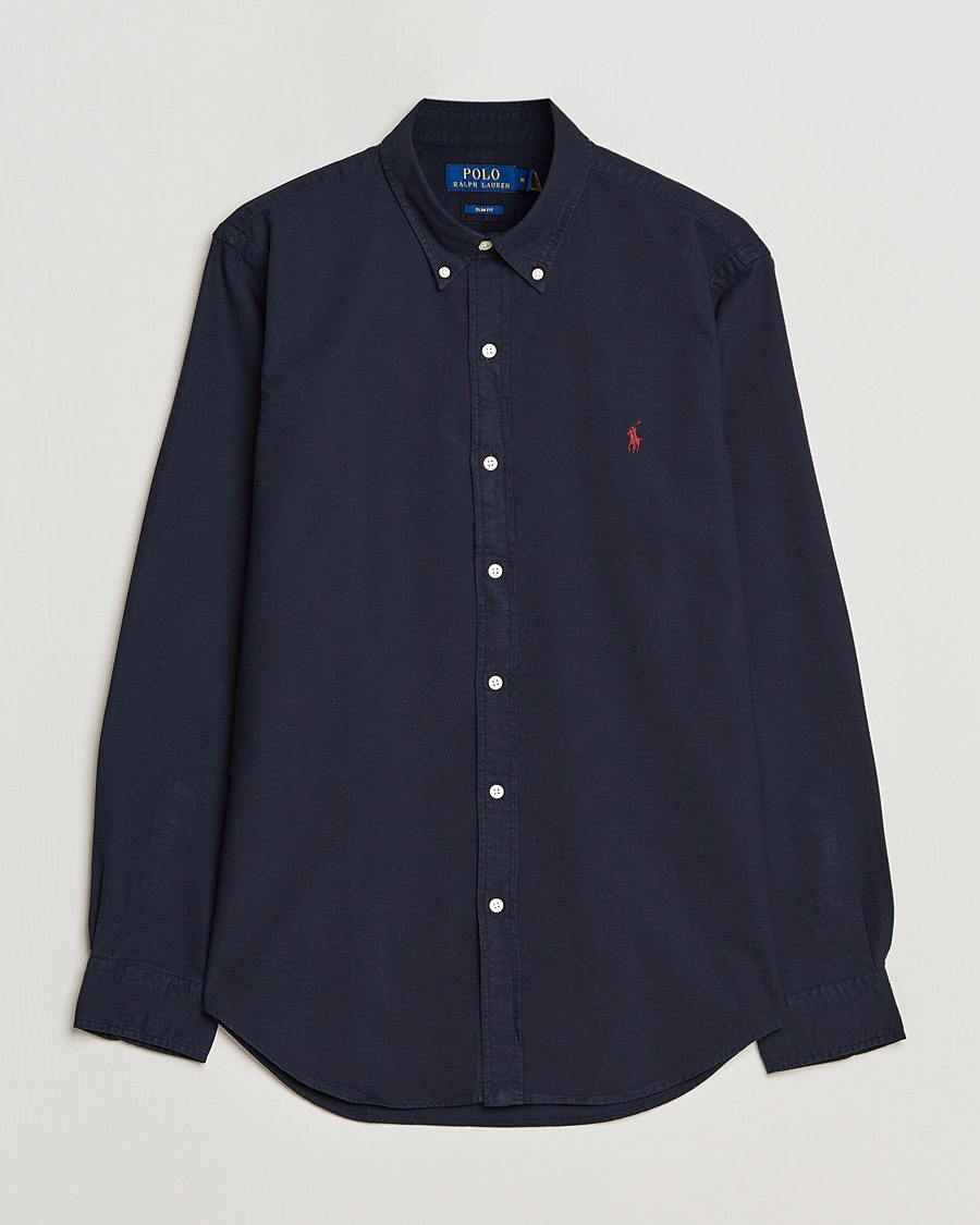 Polo Ralph Lauren Slim Fit Garment Dyed Oxford Shirt Navy – Sininen