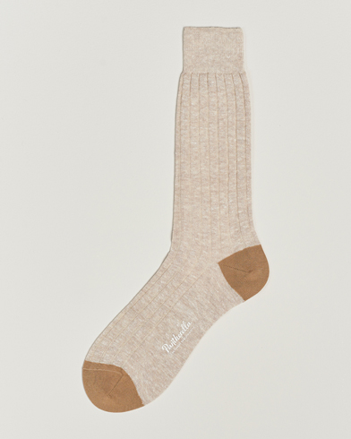Mies |  | Pantherella | Hamada Linen/Cotton/Nylon Sock Beige