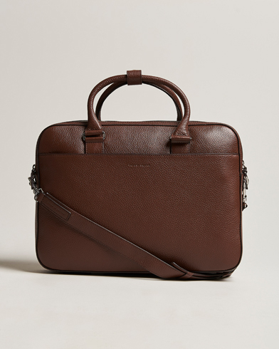 Salkut |  Burin Grained Leather Briefcase Brown