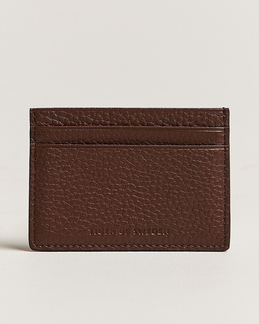 Tiger of Sweden Wake Grained Leather Cardholder Brown – Ruskea