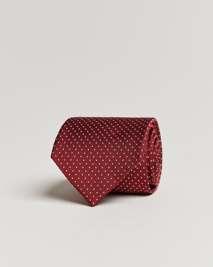 Amanda Christensen Micro Dot Classic Tie 8 cm Wine/White – Punainen