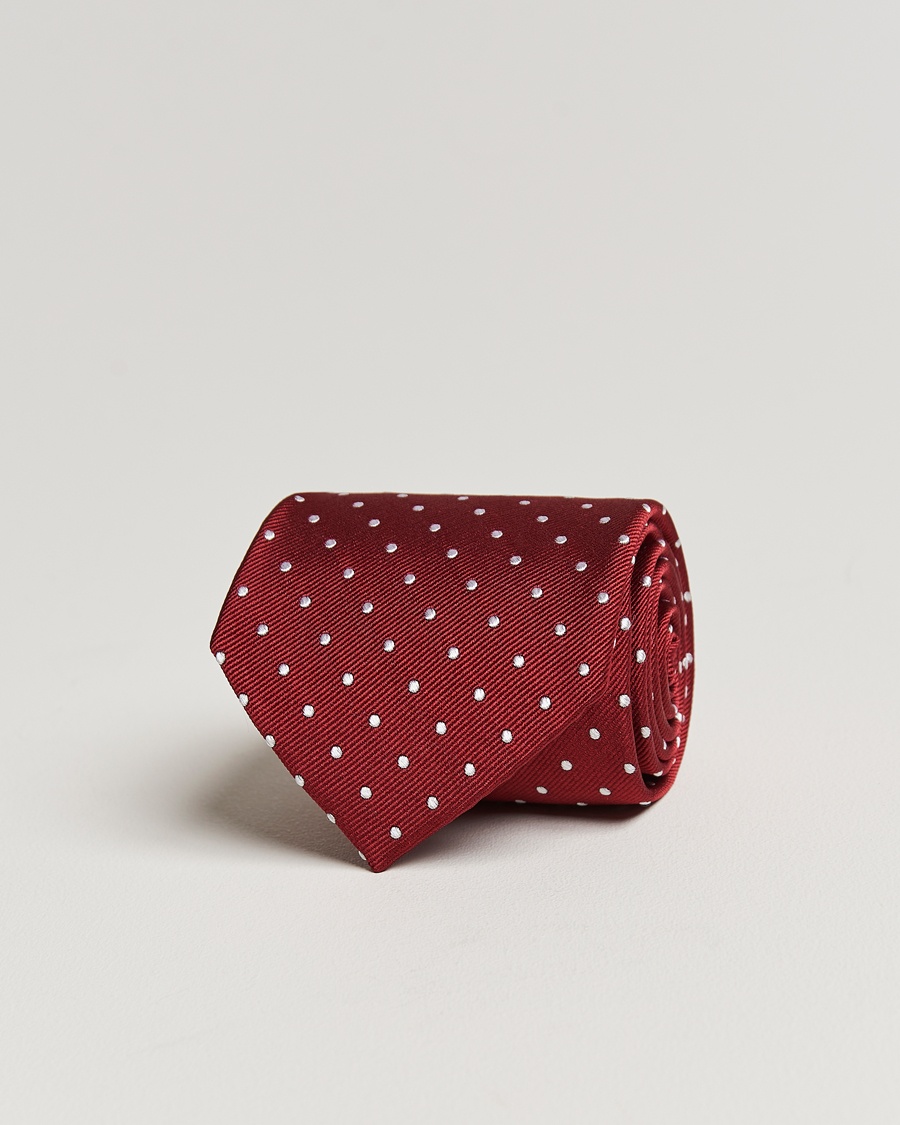 Amanda Christensen Dot Classic Tie 8 cm Wine/White – Punainen