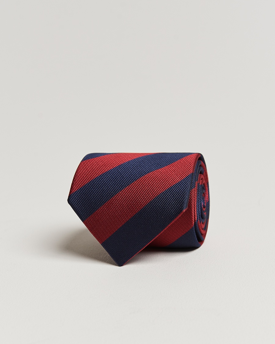 Amanda Christensen Regemental Stripe Classic Tie 8 cm Wine/Navy – Punainen