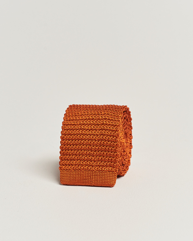 Solmio |  Knitted Silk Tie 6 cm Orange
