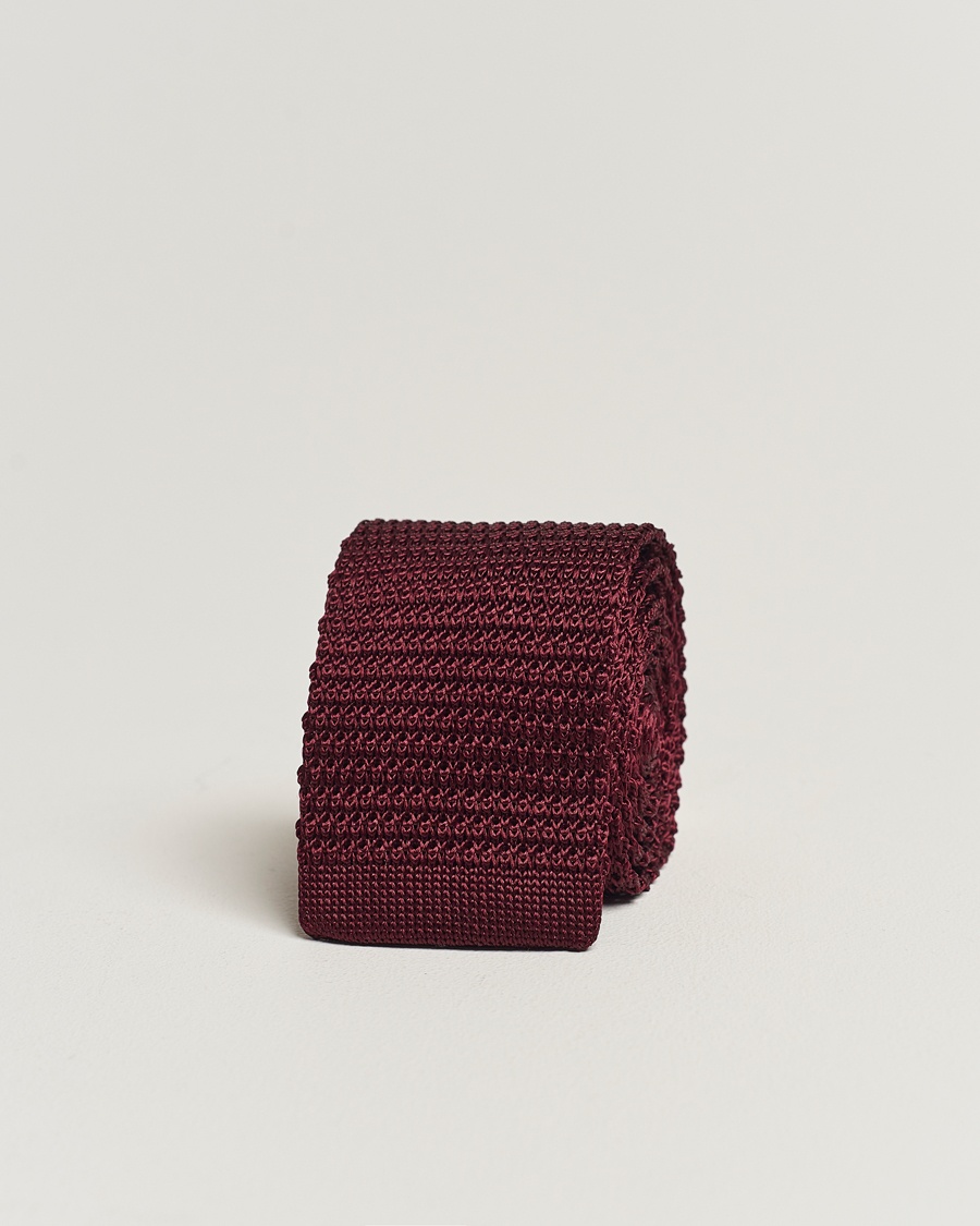 Amanda Christensen Knitted Silk Tie 6 cm Wine Red – Punainen