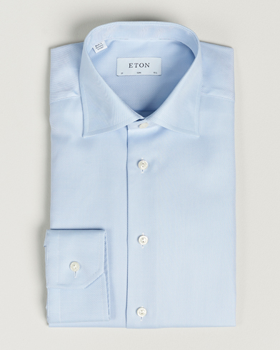 Mies |  | Eton | Slim Fit Textured Twill Shirt Blue