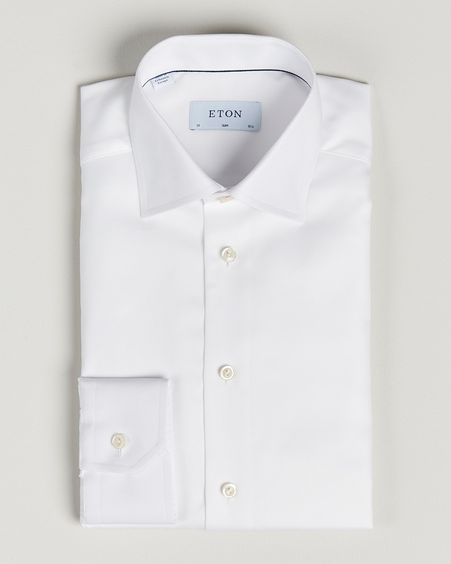 Eton Slim Fit Textured Twill Shirt White – Valkoinen