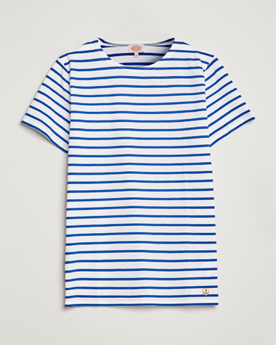Mies | Lyhythihaiset t-paidat | Armor-lux | Hoëdic Boatneck Héritage Stripe T-shirt White/Blue