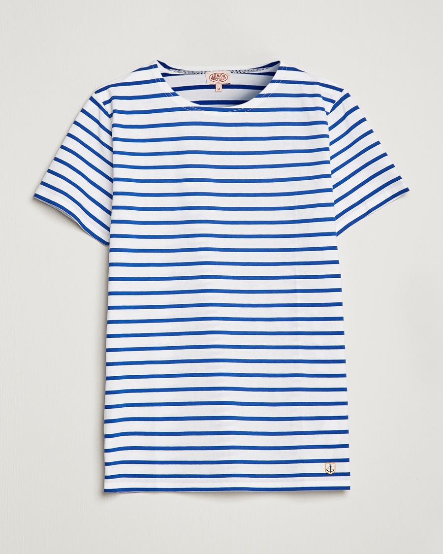 Armor-lux Hoëdic Boatneck Héritage Stripe T-shirt White/Blue – Sininen