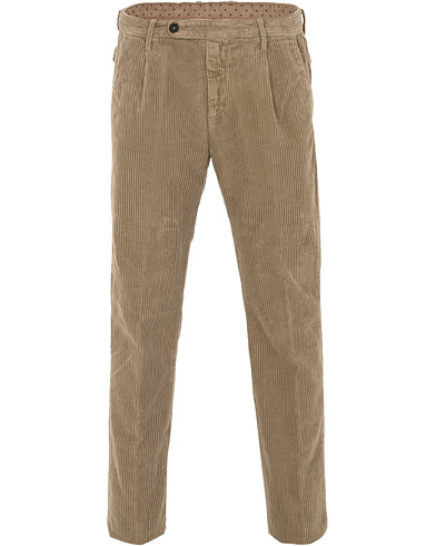 Mies |  | Massimo Alba | Ionio Single Pleated Corduroy Trousers Khaki