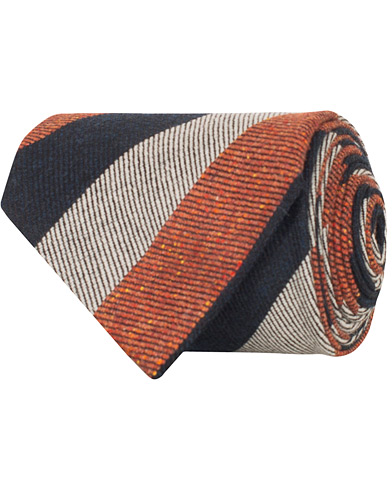  Wool/Silk Block Stripe Donegal Tie 8 cm Rust