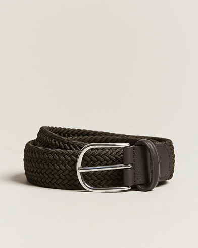 Mies |  | Anderson's | Stretch Woven 3,5 cm Belt Green