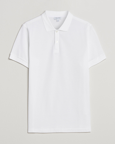 Mies |  | Sunspel | Short Sleeve Pique Polo White